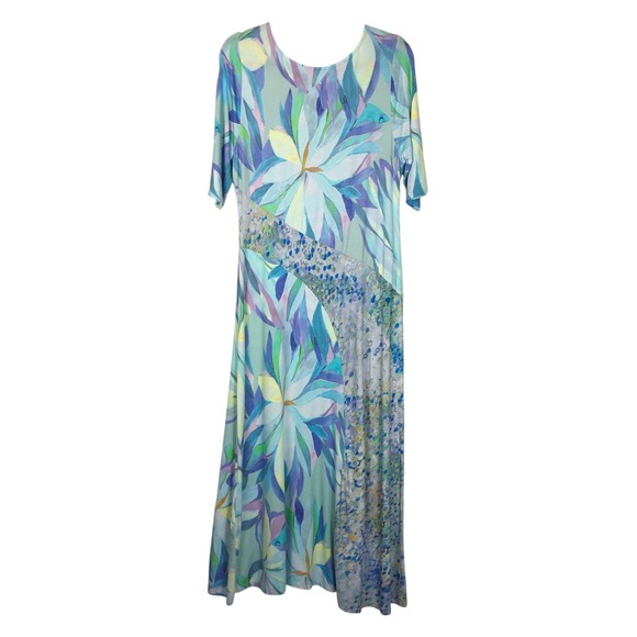 Soft Surroundings Womens Stella Watercolor Maxi Dress Size Lp Vacation Resort - Picture 3 of 11